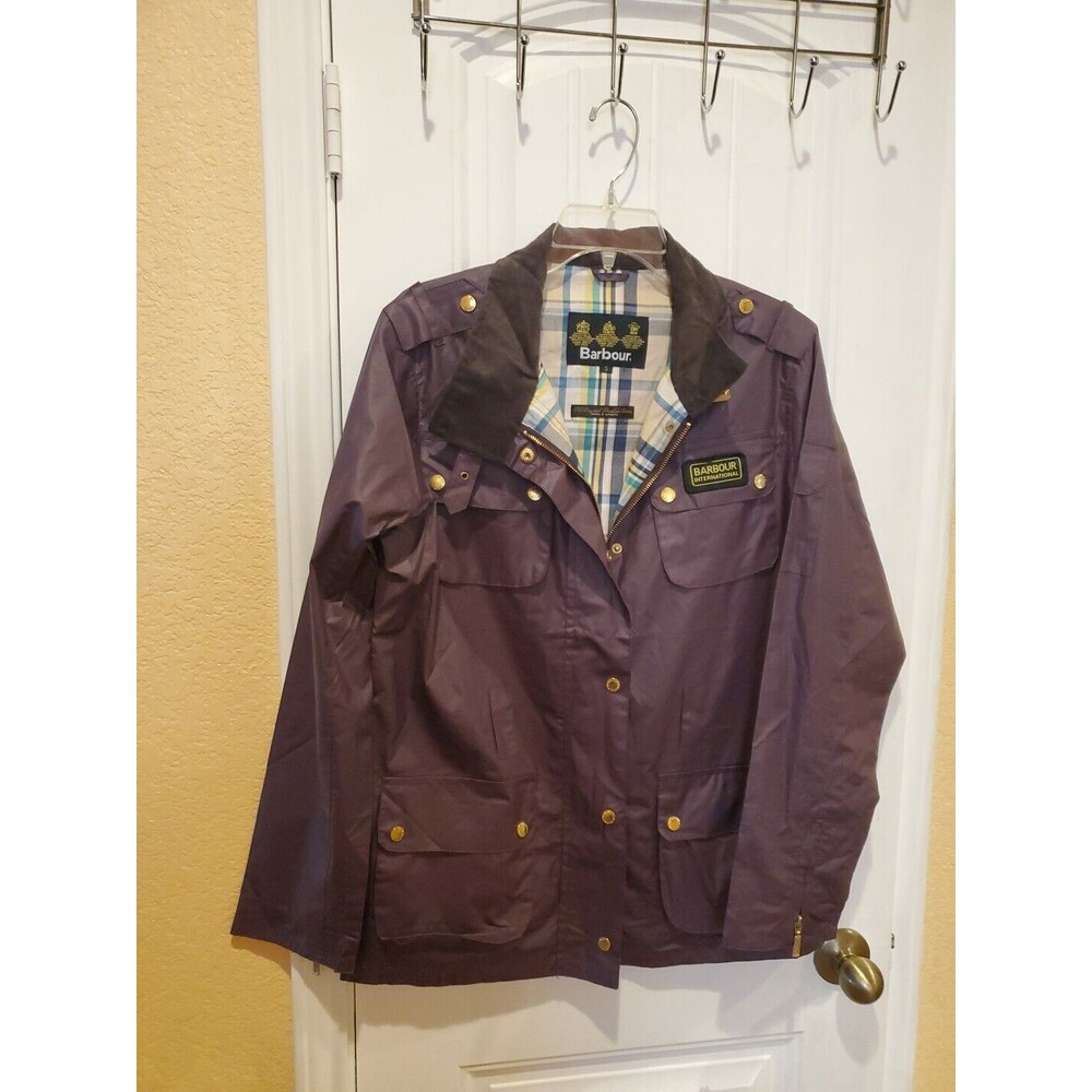 Barbour International Purple Waterproof Breathable Belted Jacket sz S - Picture 7 of 16
